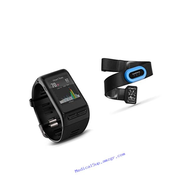 Garmin v?voactive HR GPS Smart Watch, Regular fit - Black and RM-Tri Heart Rate Monitor