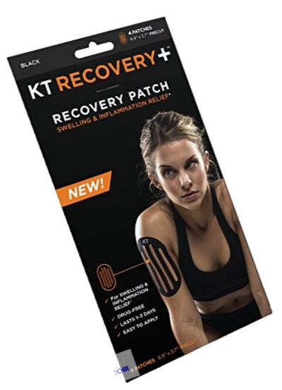 KT TAPE Recovery+ Kinesiology Drug-Free, Elastic Recovery Edema Patches, 4 Pack, Black