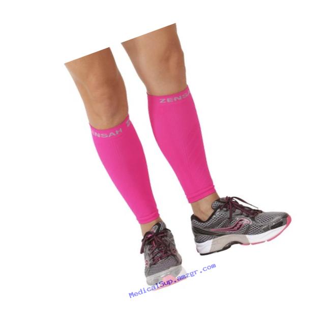 Zensah  Compression Leg Sleeves, Neon Pink, Small/Medium