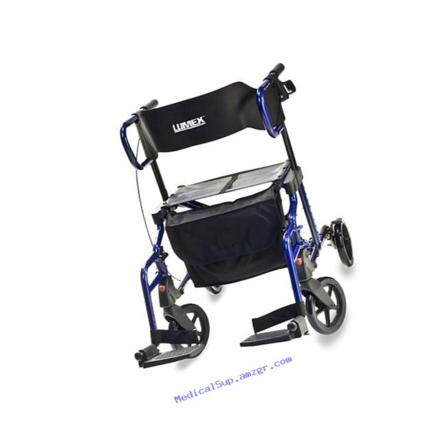 Lumex Lightweight Hybrid Rolling Walker Rollator Transport Chair