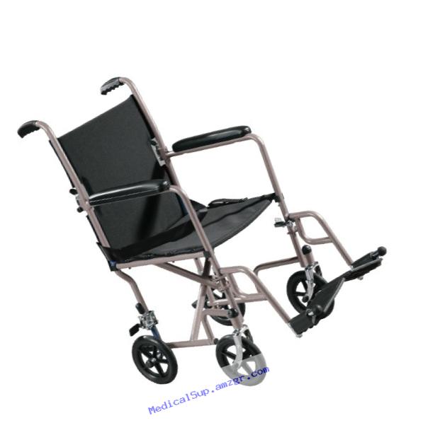 Drive Medical Lightweight Steel Transport Wheelchair, Fixed Full Arms, 19
