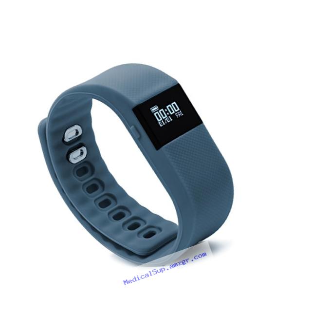 BlueWeigh Rainbow Fitness Activity Tracker with Sleep Monitor, Gray