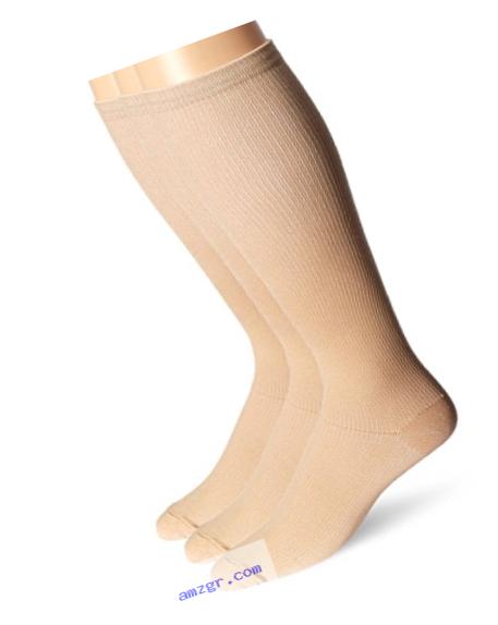 Medex Lab Calves High/Anti-Swelling/Varicose Veins Graduated Compression Socks for Men and Women, Great for Nurses/Work/Sports, Beige, Large/X-Large, 3 Pair