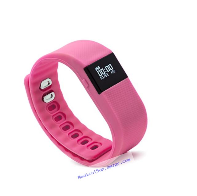 BlueWeigh Rainbow Fitness Activity Tracker with Sleep Monitor, Pink
