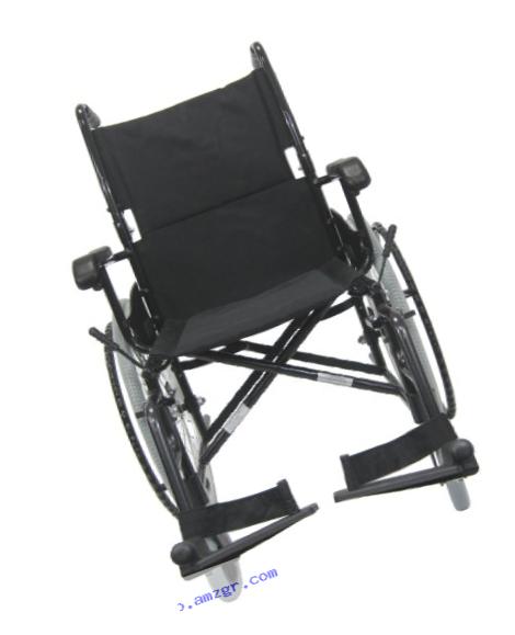 Karman Healthcare LT-980-BK-E Aluminum Ultra Lightweight Wheelchair, Black, 22 Inches Rear Wheels and 18 Inches Seat Width