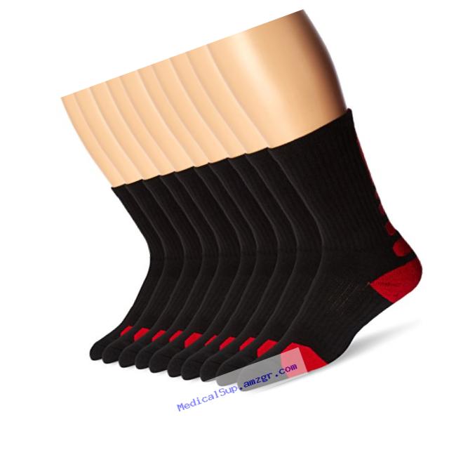 Medex Lab Dri-Fit Athletic Sports Compression Socks, Red/Black, Large/X-Large, 10 Pair