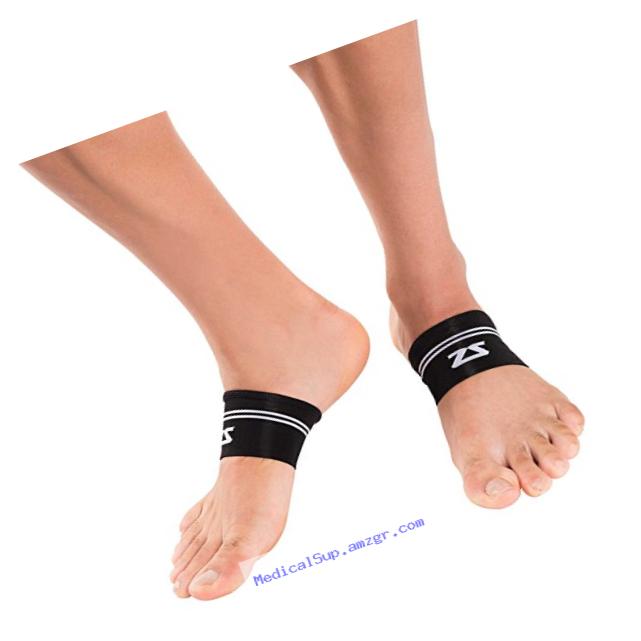 Zensah Arch Supports - Relieve Plantar Fasciitis, Heel Pain, Compression Foot Sleeves,Large/X-Large,Black