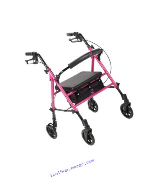 Drive Medical Breast Cancer Awareness Adjustable Height Rollator, Pink