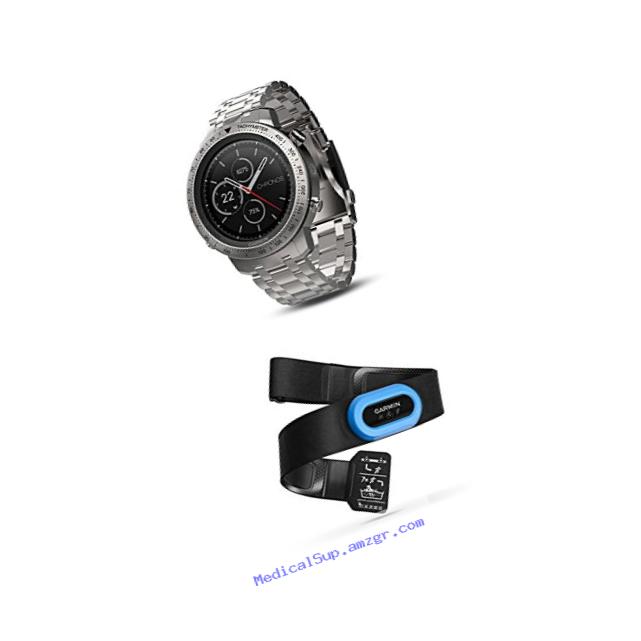 Garmin Fenix Chronos, Steel with Brushed Stainless Steel Watch Band and HRM-Tri Heart Rate Monitor