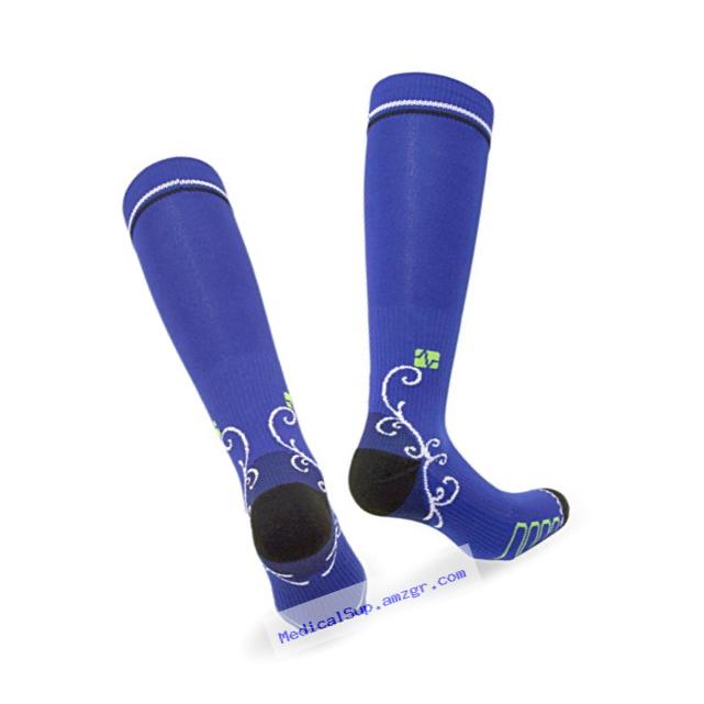 Vitalsox Italian Graduated Compression Socks (1 pair- fitted) for Women Best For Running, Travel, Yoga, Nurses, Maternity Pregnancy, Royal, Medium