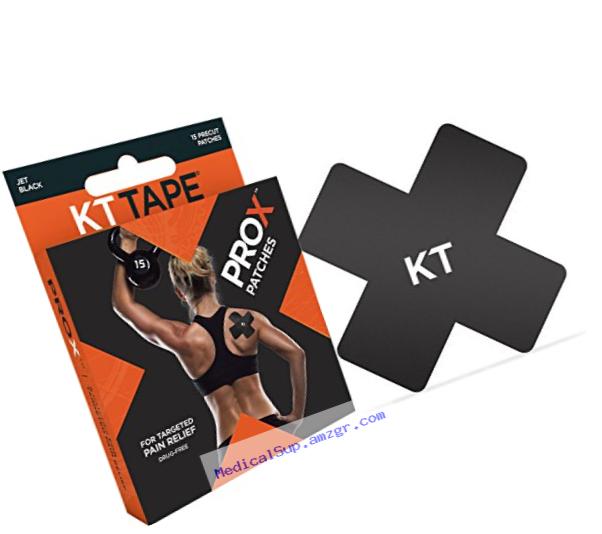 KT TAPE PRO X Kinesiology Therapeutic Tape, Elastic Sport Patches, 15 Pack, Jet Black