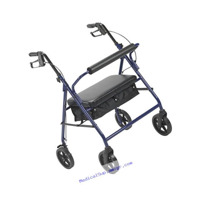 Drive Medical 10216BL-1 Bariatric Rollator with Wheels, Blue, 8 Inch