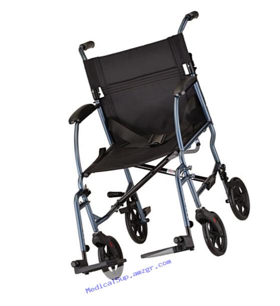 NOVA Medical Products Ultra lightweight Transport Wheelchair, Blue - 18 Inch