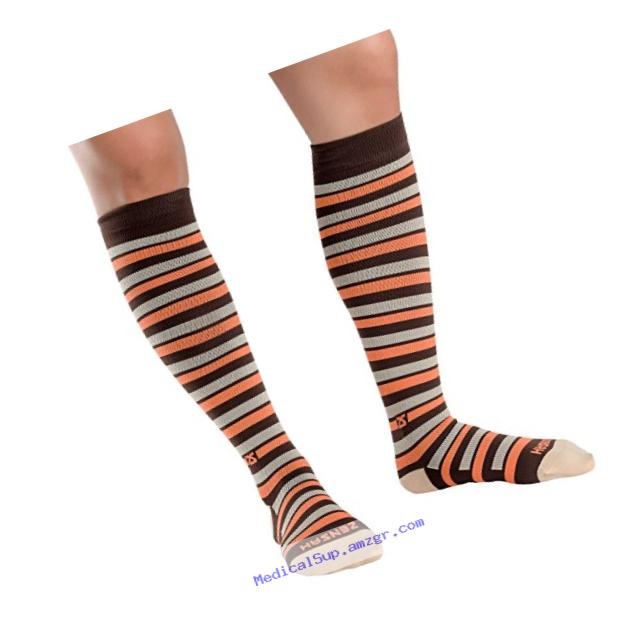 Fresh Legs Compression Socks for Women and Men - Athletic Running Sock Graduated Compression Stockings - Travel, Nurses, Casual, Maternity, Brown/Orange, Small