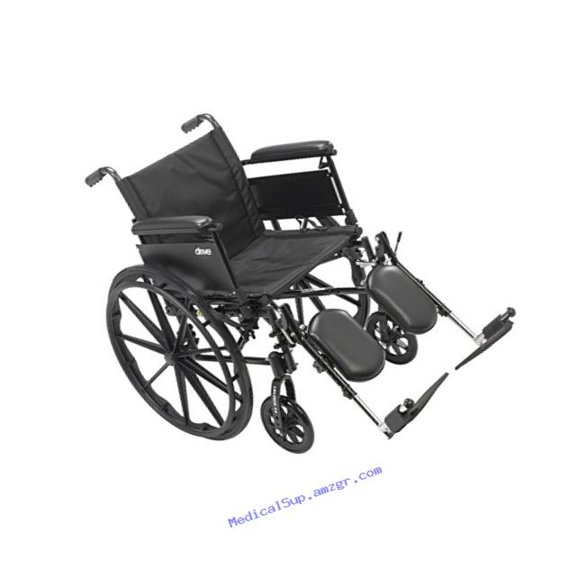 Drive Medical Cruiser X4 Lightweight Dual Axle Wheelchair with Adjustable Detachable Arms, Full Arms, Elevating Leg Rests, 20