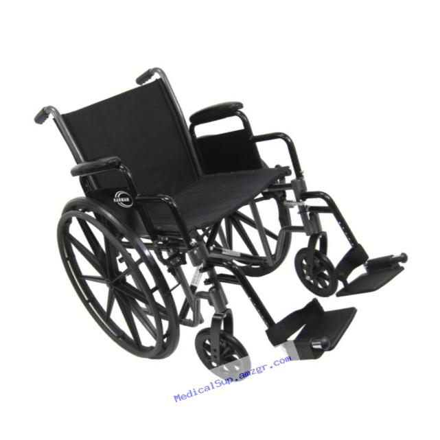 Karman Healthcare Deluxe Lightweight Wheelchair with Removable Armrests, Silver Vein, 18 Inches Seat Width