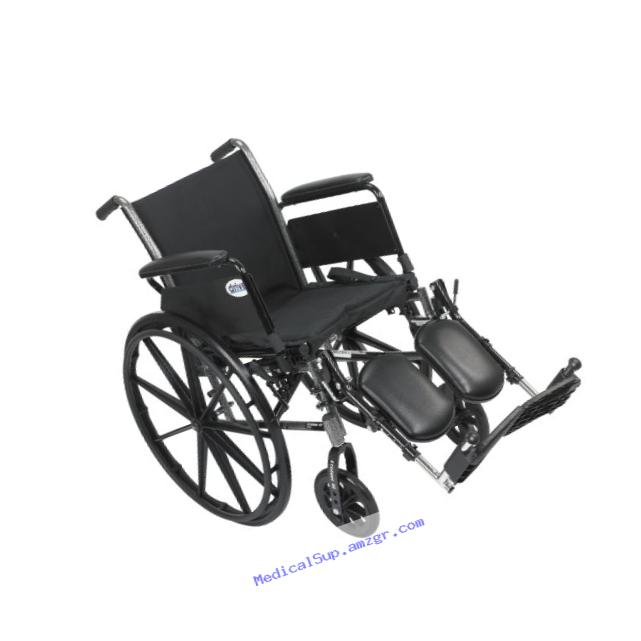 Drive Medical Cruiser III Light Weight Wheelchair with Various Flip Back Arm Styles and Front Rigging Options, Black, 20