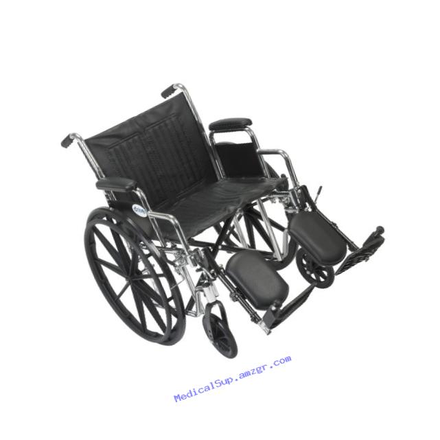Drive Medical Chrome Sport Wheelchair with Various Arm Styles and Front Rigging Options, Black and Chrome, 20