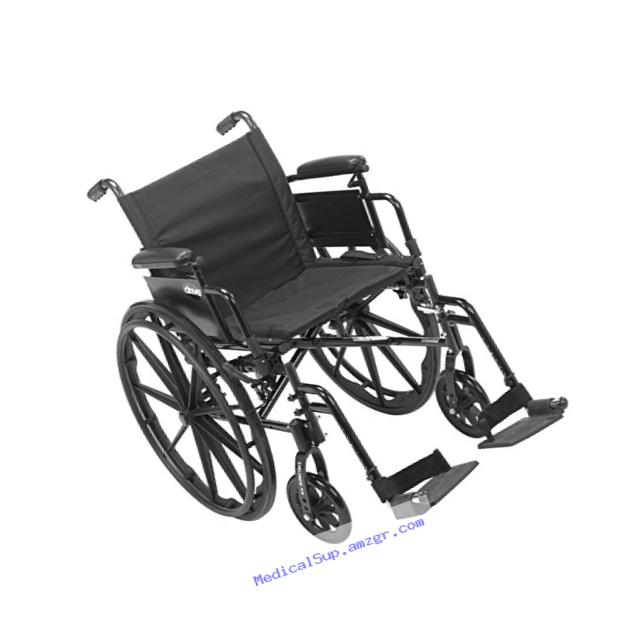 Drive Medical Cruiser X4 Lightweight Dual Axle Wheelchair with Adjustable Detachable Arms, Desk Arms, Swing Away Footrests, 20