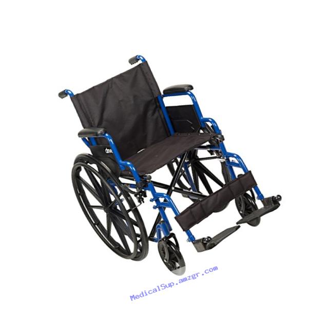 Drive Medical Blue Streak Wheelchair with Flip Back Desk Arms, Swing Away Footrests, 18