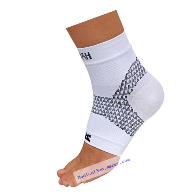 Zensah PF Compression Sleeve (single) - Plantar Fasciitis Sleeve, Relieve Heel Pain, Arch Support, Reduce Swelling - Foot Sleeve, Plantar Fasciitis Sock,L,White
